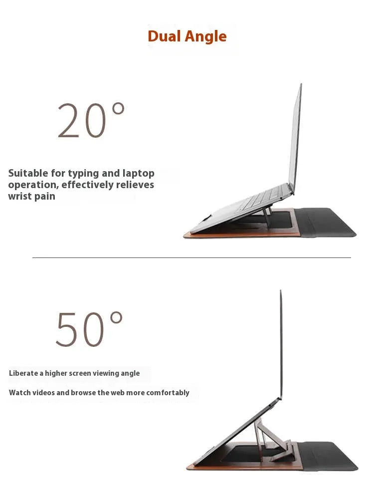 13.3 inch integrated dual-angle laptop bracket bag in black and brown options