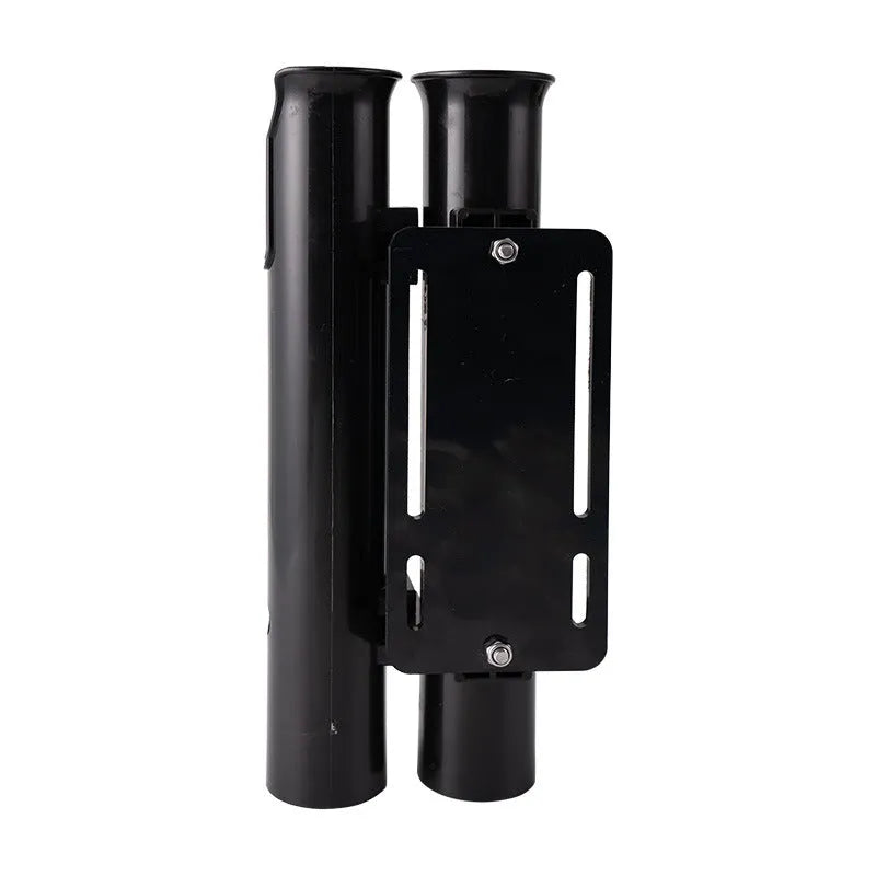 Plastic fishing rod rack with carbon fibre frame for bicycle and motorcycle attachment