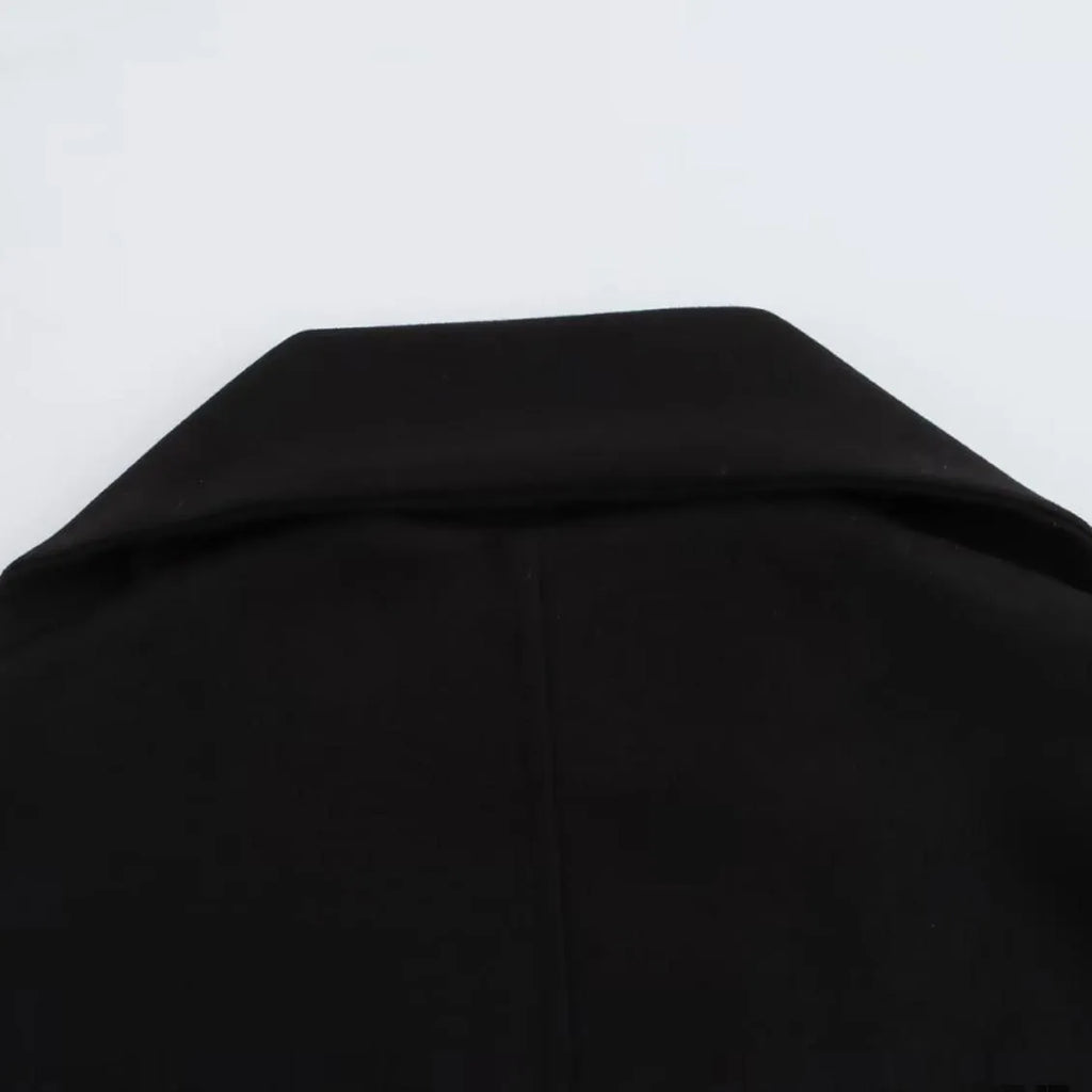 Women's long polyester coat with artificial fur collar in street fashion style