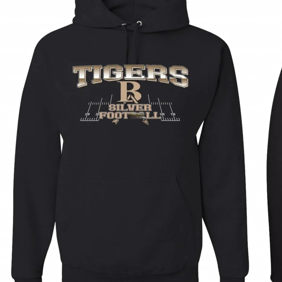 Black drop-shoulder sleeve hoodie pullover with long sleeves and simple design