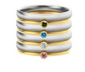 December birthstone titanium steel ring with engraved geometric pattern on a hand.