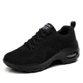 Women's red mesh sneakers with round toe and front lace-up design showing 3-5cm heel height