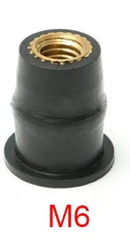 Motorcycle rubber brass nut expansion fasteners in black with M4 M5 M6 thread sizes
