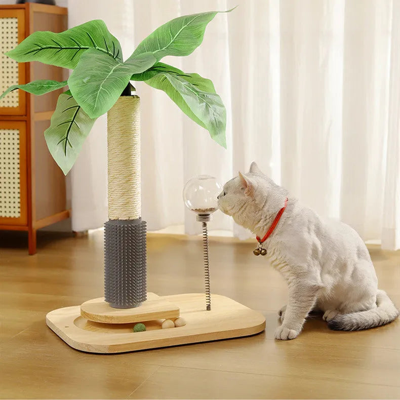 Wooden vertical cat scratching post with canna colour finish and sturdy base