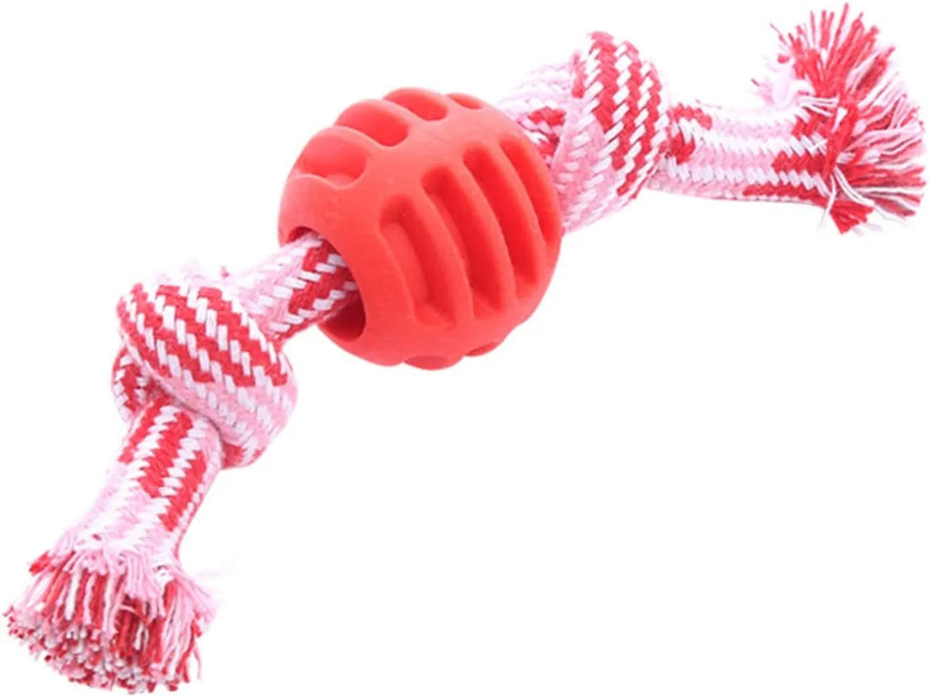 Blue molar-shaped dog chew toy with rope elements for teeth cleaning and oral health