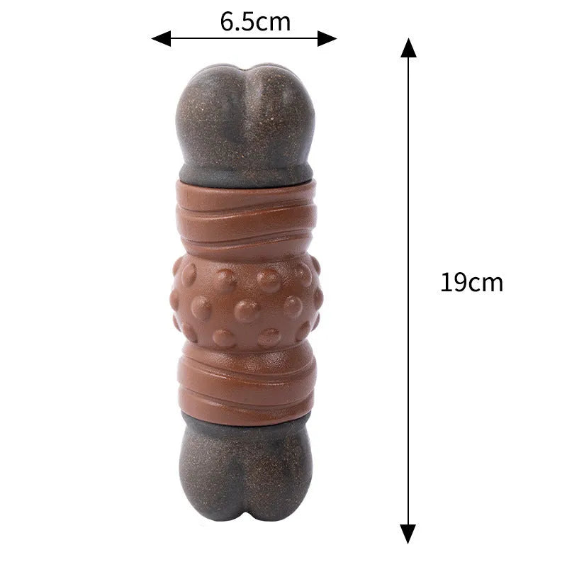 Large bacon-flavoured squeaky nylon chew toy for aggressive chewing dogs