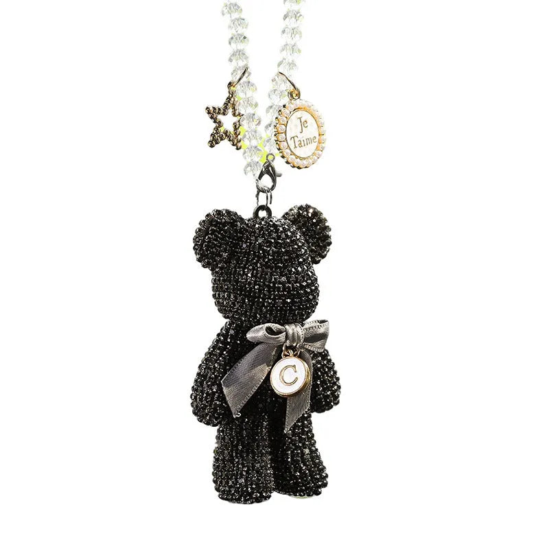 5x9cm violent bear car mirror pendant with artificial crystal rhinestones in three colour options