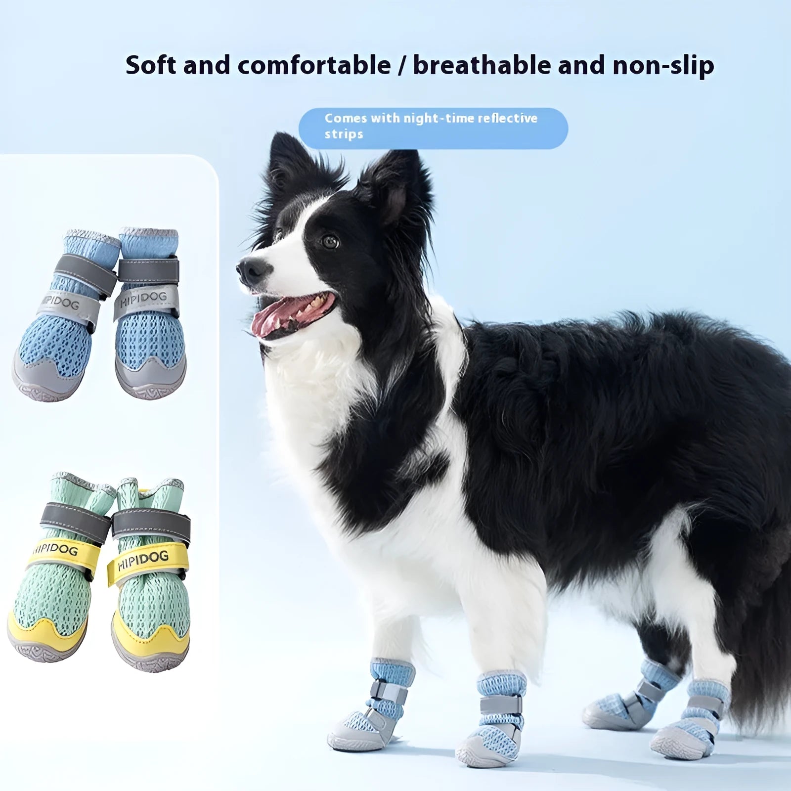 Cartoon style summer dog shoes in Bondi Blue colour with wear-resistant PU construction for paw protection