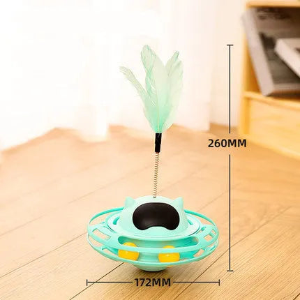 Pink rotating cat tumbler toy measuring 17 cm for self-play feline entertainment