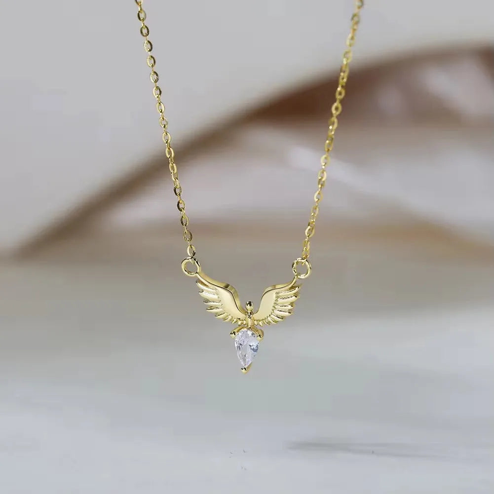 Women's silver eagle chain necklace with adjustable length and electroplated finish options