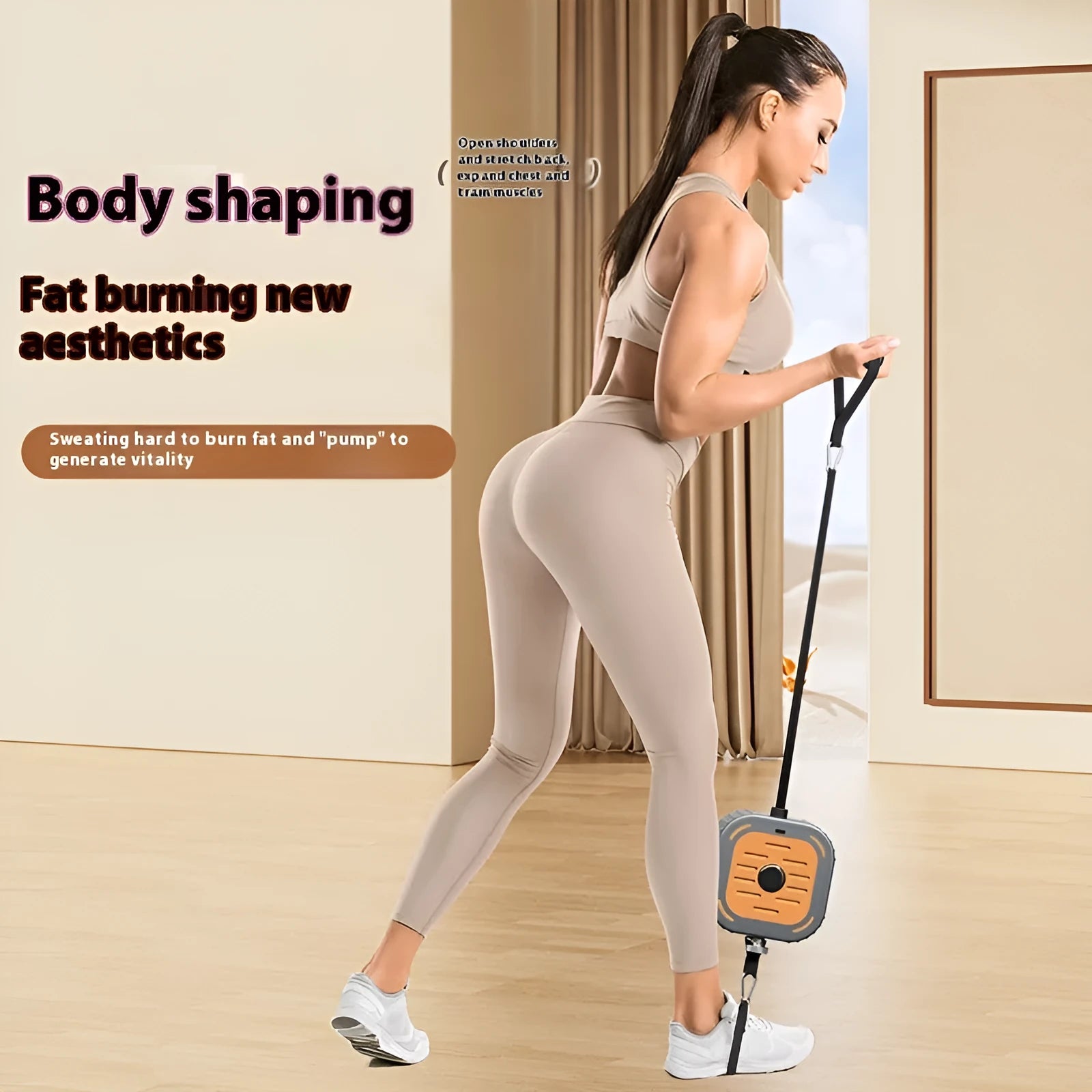 Adjustable power pump chest expander for home strength training in vibrant orange colour