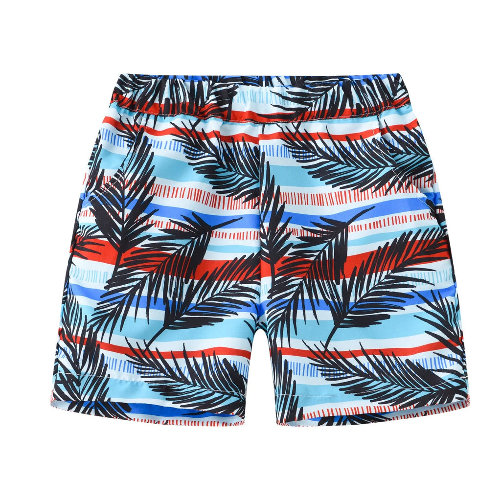 Fashion printed coconut multi-color thin beach pants for children, summer shorts with hairband belt