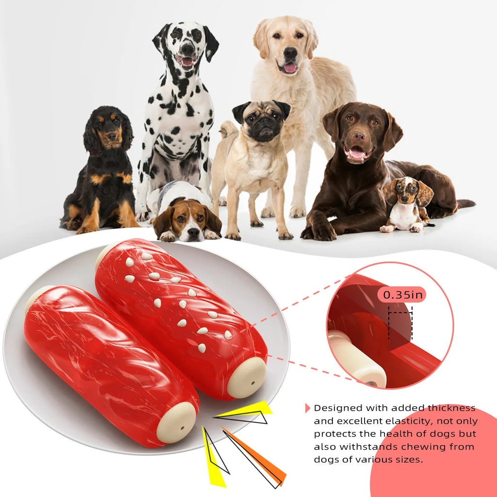 Primary colour plastic molar rod dog toy with glue toothbrush-shaped centre for dental chewing