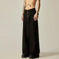 Men's solid colour vertical tube wide-leg trousers with button fly and straight-leg design