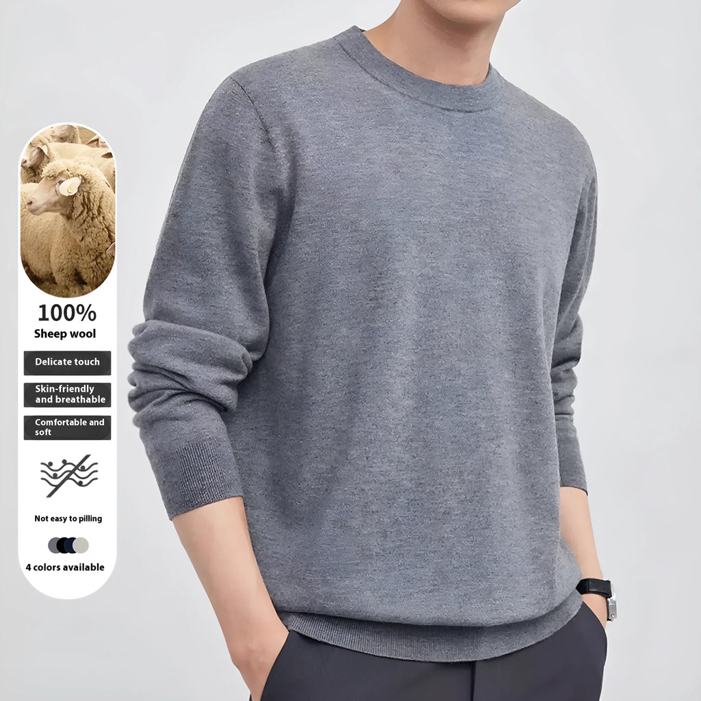 Men's Regular fit pullover sweater in light camel wool for autumn and winter.