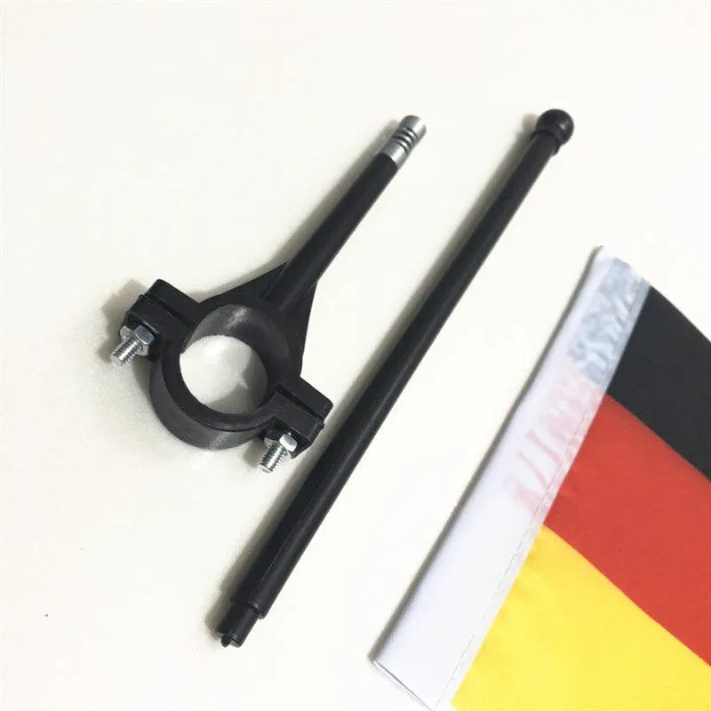 Cycling handlebar flag with polyester square flag on a plastic pole