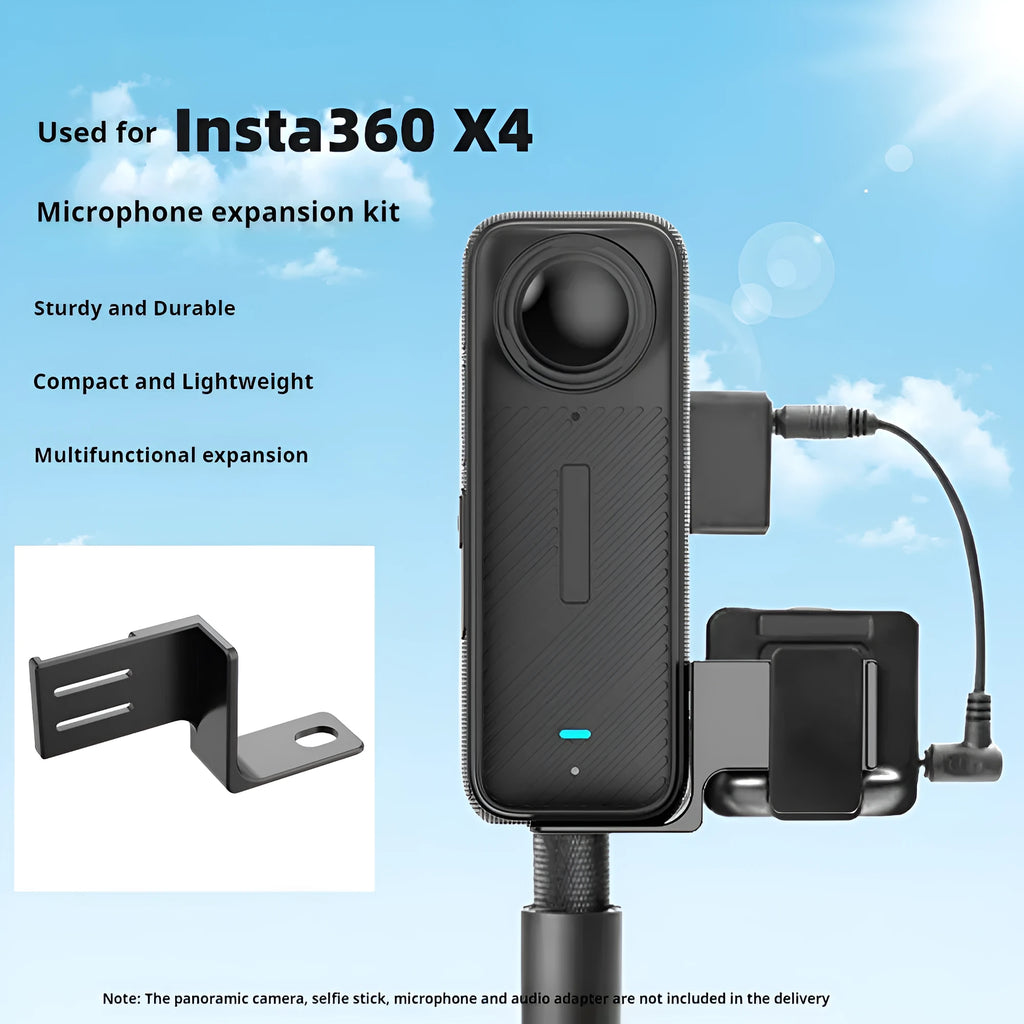 Black aluminium household microphone expansion bracket with bottom 1/4 hole for tripod or selfie stick connection