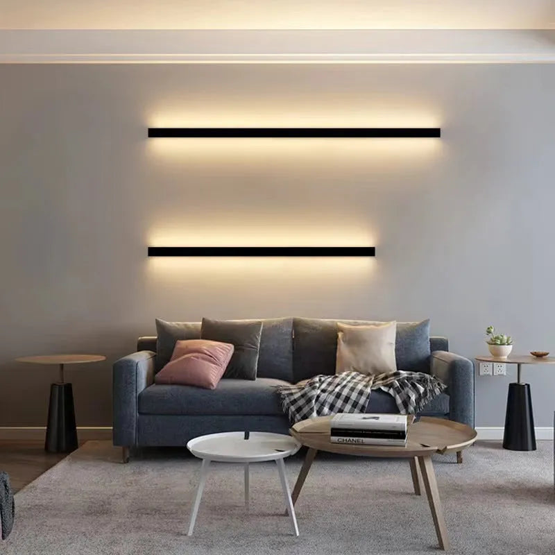80cm black aluminium LED strip wall lamp with PC shade showing touch colour change controls