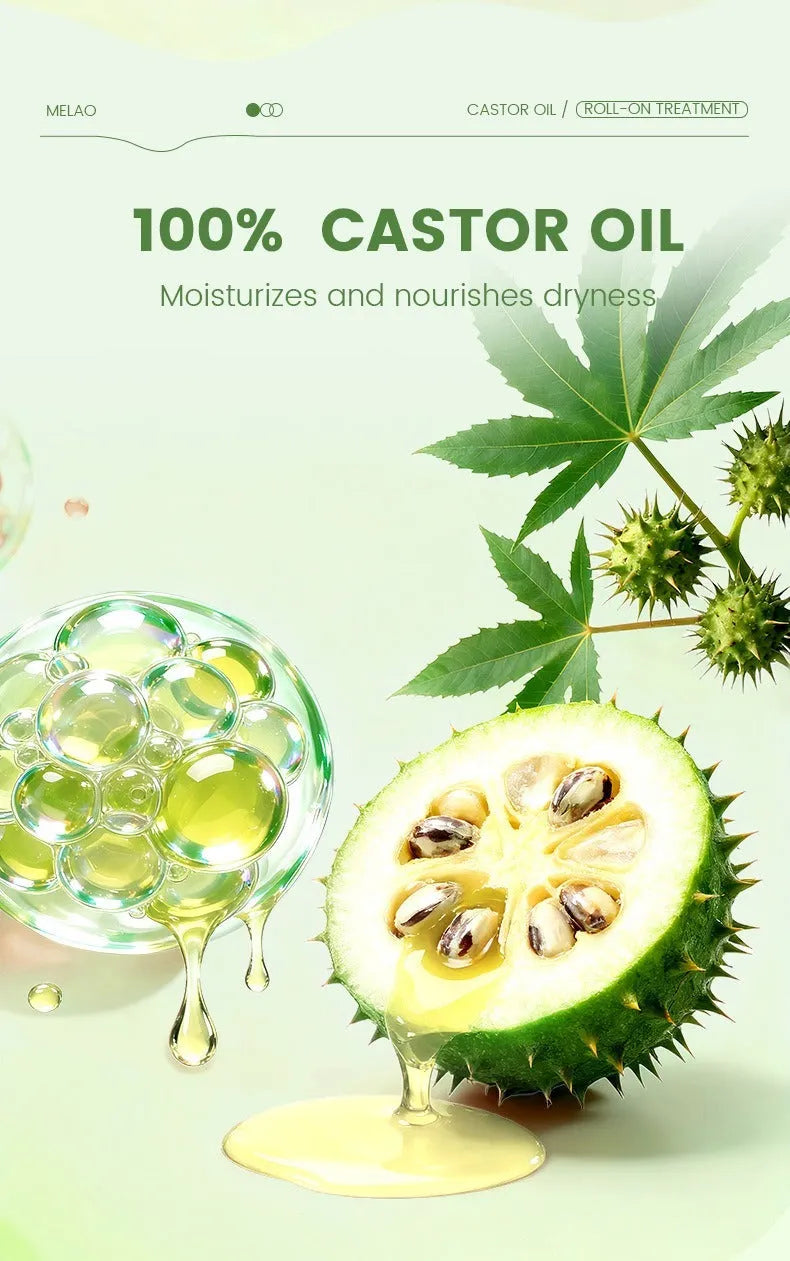 Castor oil roll-on essential oil 10ml portable hair growth serum with applicator