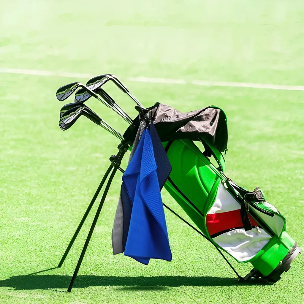 Waffle weave golf ball cleaning towel showing textured surface in available colours