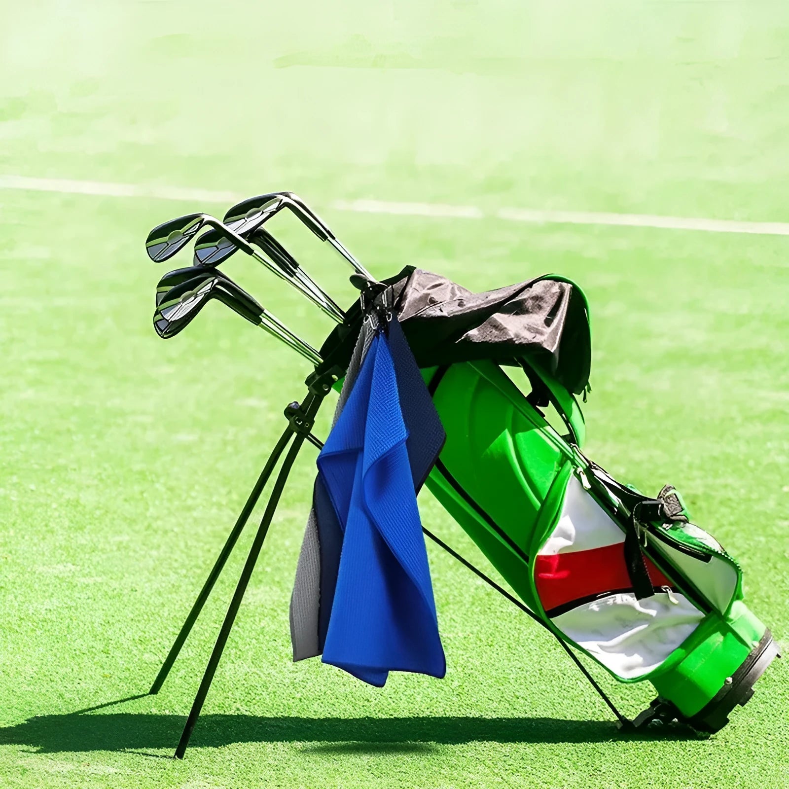 Waffle weave golf ball cleaning towel showing textured surface in available colours