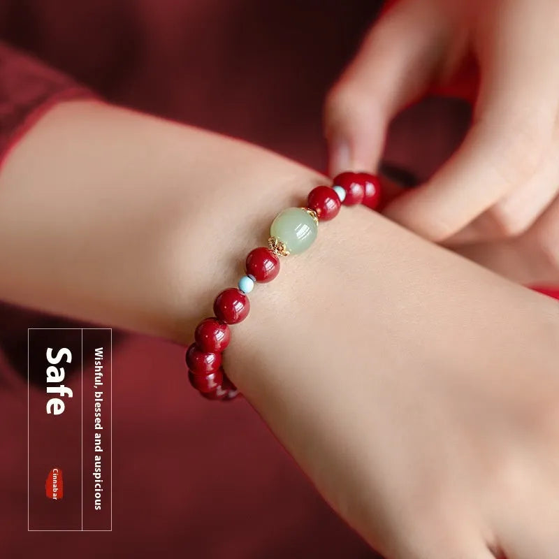 Purple Gold Sand cinnabar geometric bead bracelet with coated metal links in 6mm, 8mm or 10mm sizes