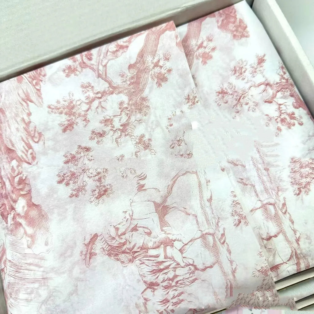 Mg tissue paper with French romance fairy theme in retro pink purple and green purple colours measuring 50x70cm
