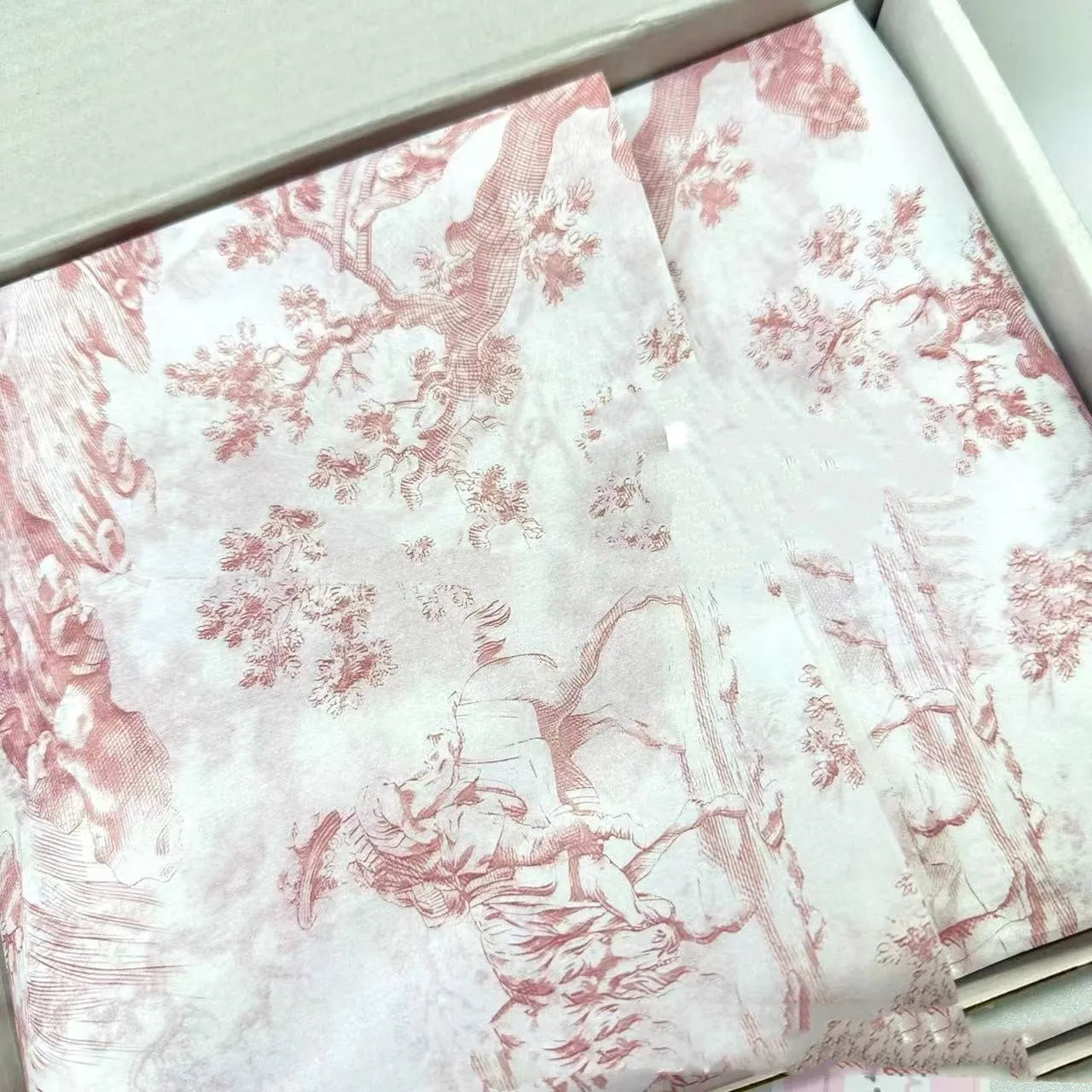 Mg tissue paper with French romance fairy theme in retro pink purple and green purple colours measuring 50x70cm