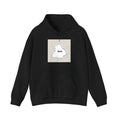 Black drop-shoulder sleeve polyester hoodie with front pocket and printing detail