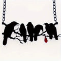 Black electroplated alloy crow pendant necklace with cross chain design