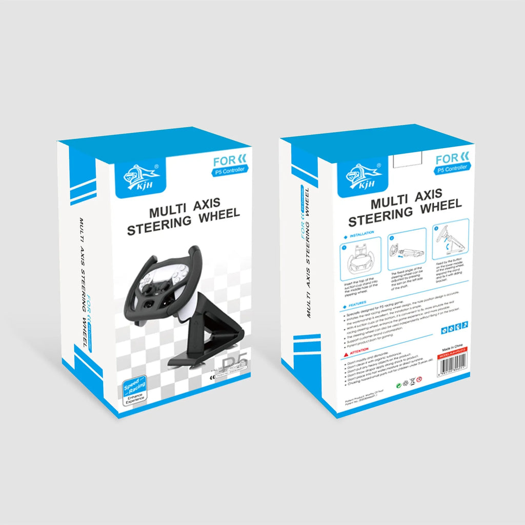 Black ABS gamepad steering wheel bracket with suction cup base, holding a console controller.
