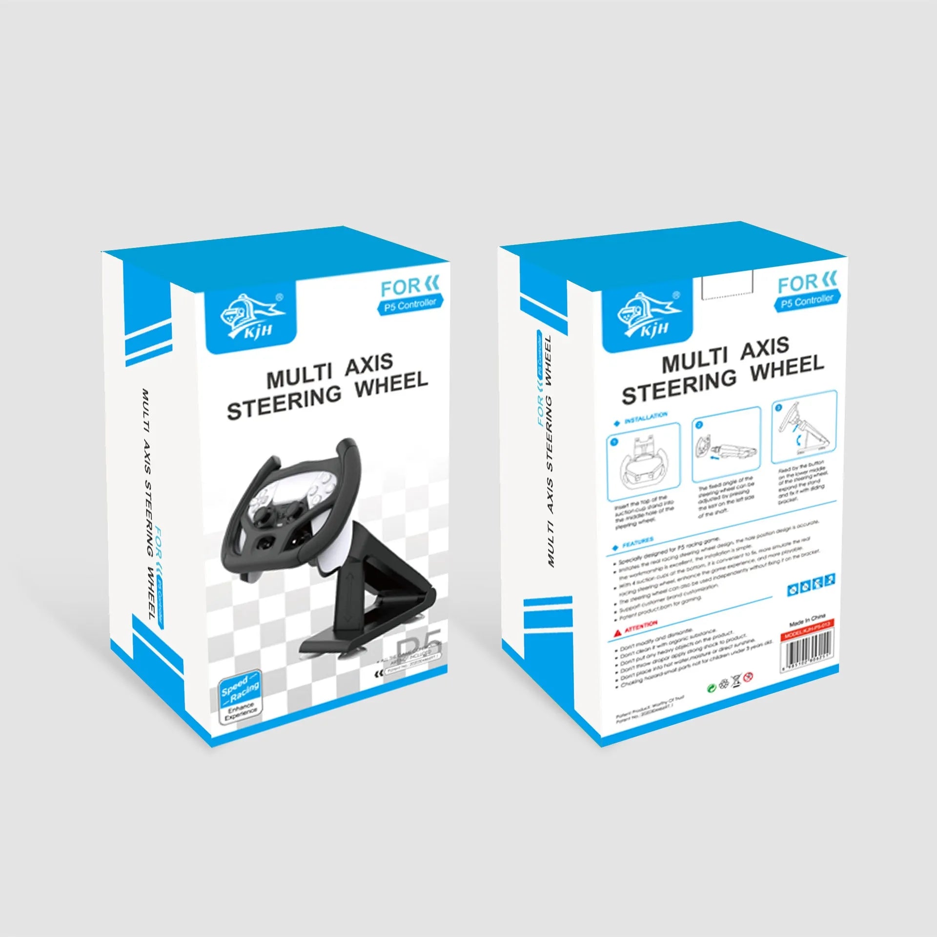 Black ABS gamepad steering wheel bracket with suction cup base, holding a console controller.