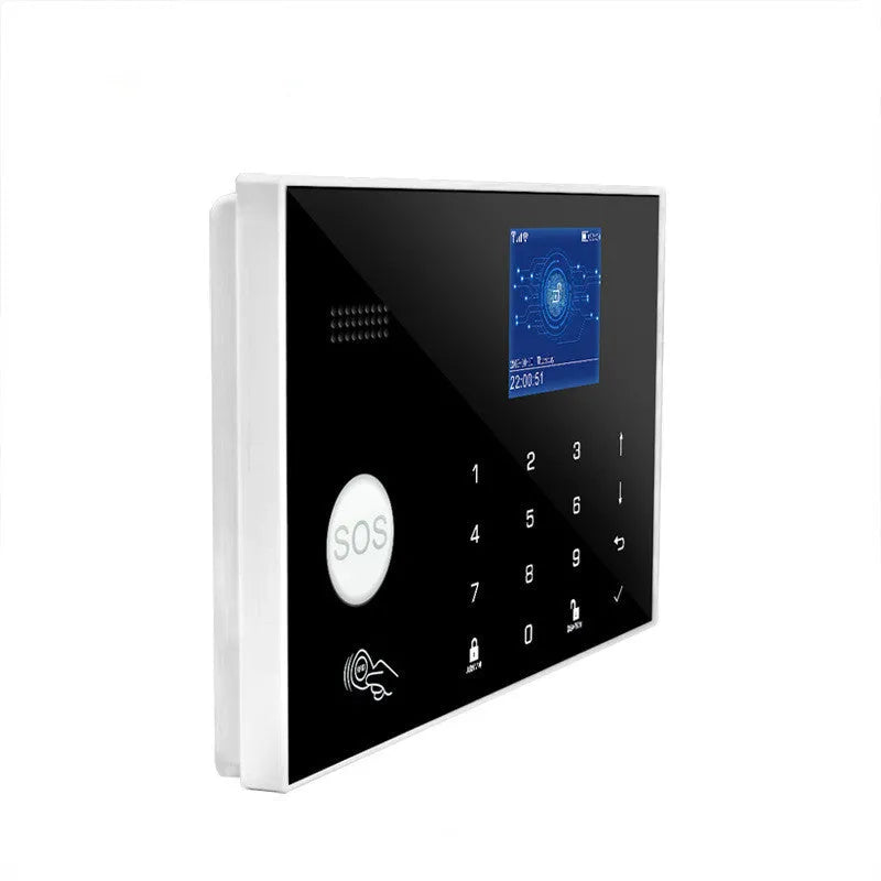 Intelligent WiFi GSM wireless burglar alarm host control unit for home security systems.