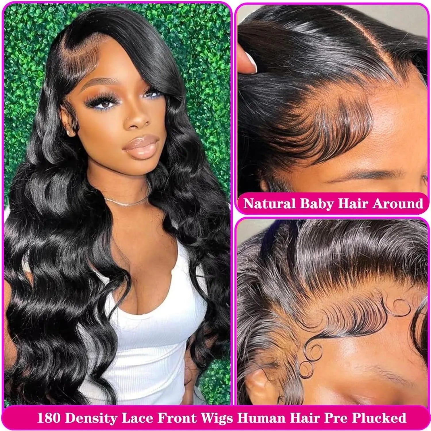 Black medium-length curly synthetic wig with full-head coverage and defined wave pattern