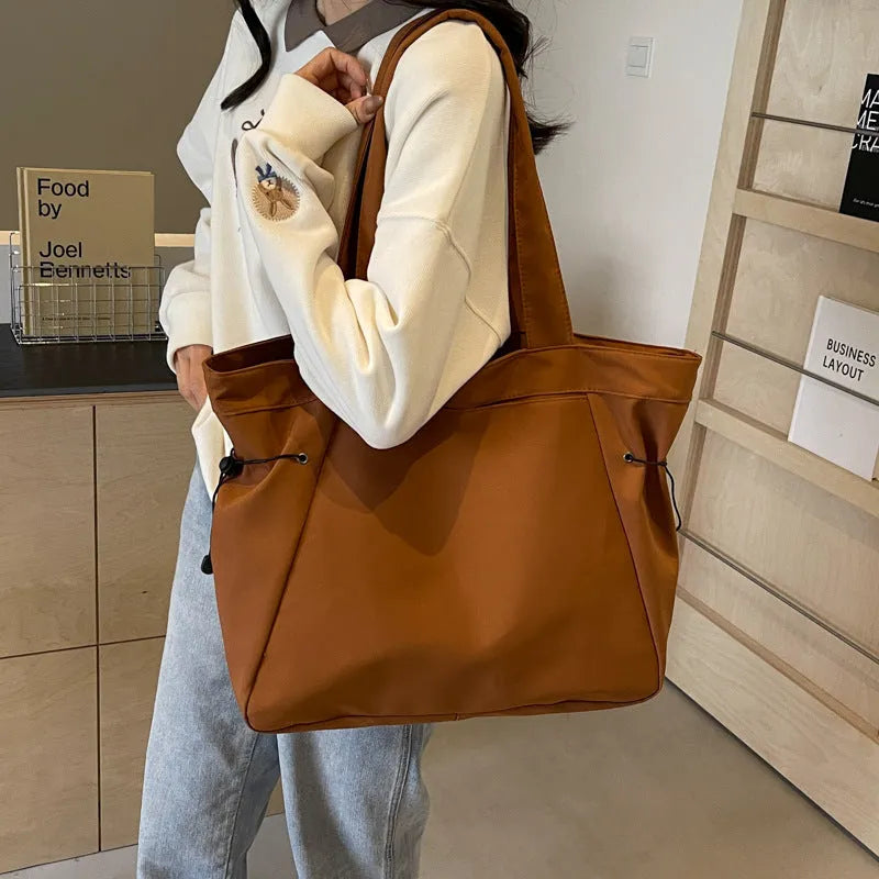 Oxford cloth commuter tote bag in folding design with shoulder straps