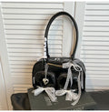 Beige PU casual shoulder bag with horizontal square shape and double shoulder straps