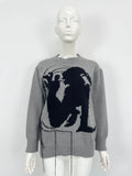 Women's alpaca wool loose fit sweater with tassel design in grey colour