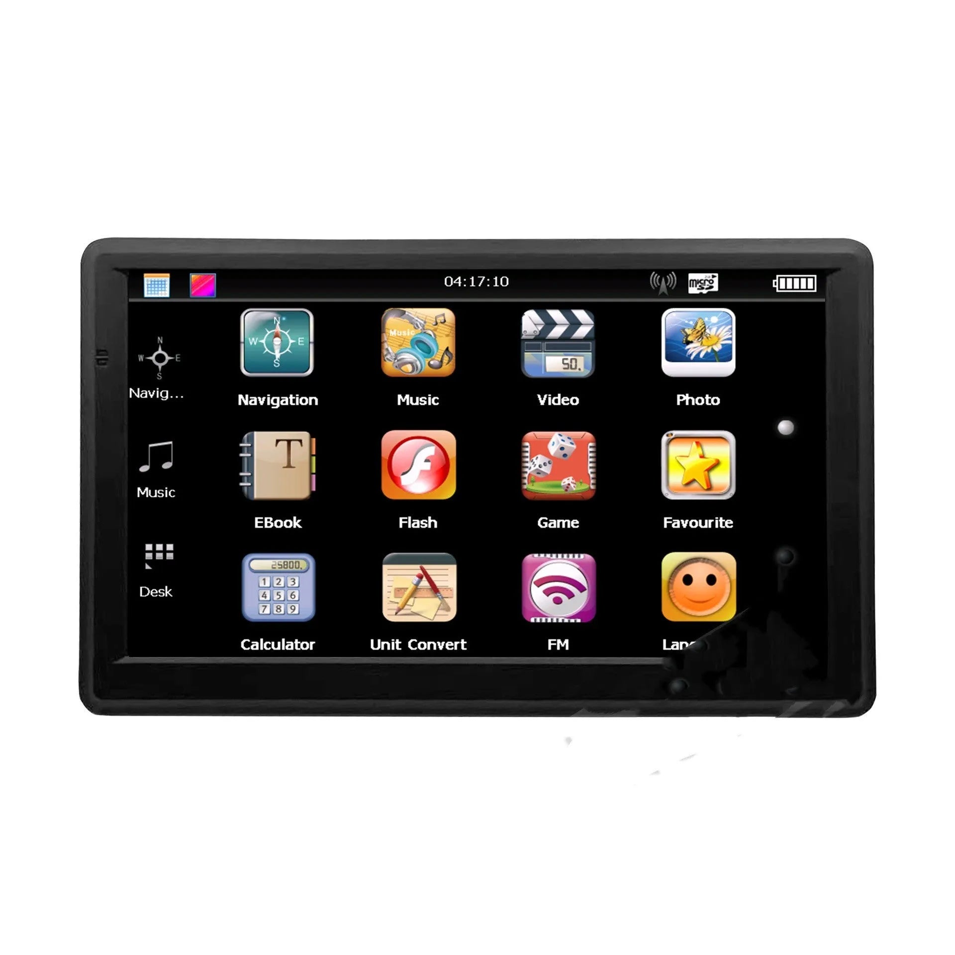7 inch car GPS navigation device with touch screen displayed on dashboard mount