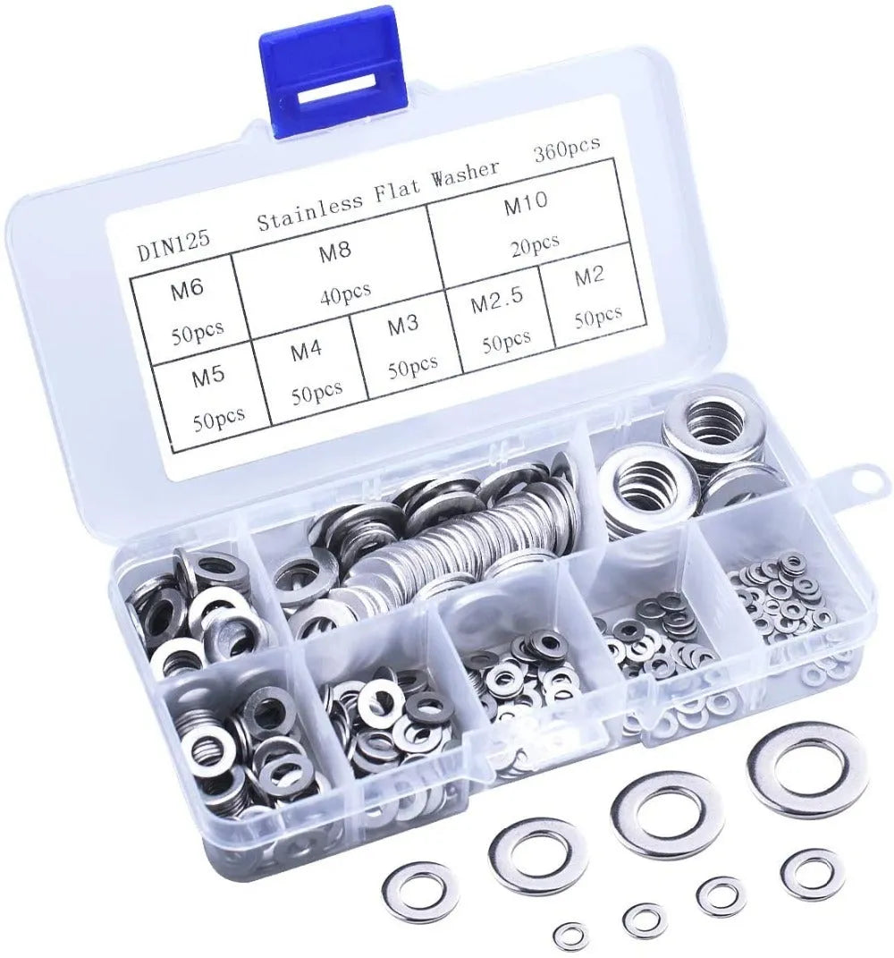 800 piece 304 stainless steel flat washer assortment kit with M2 to M12 sizes