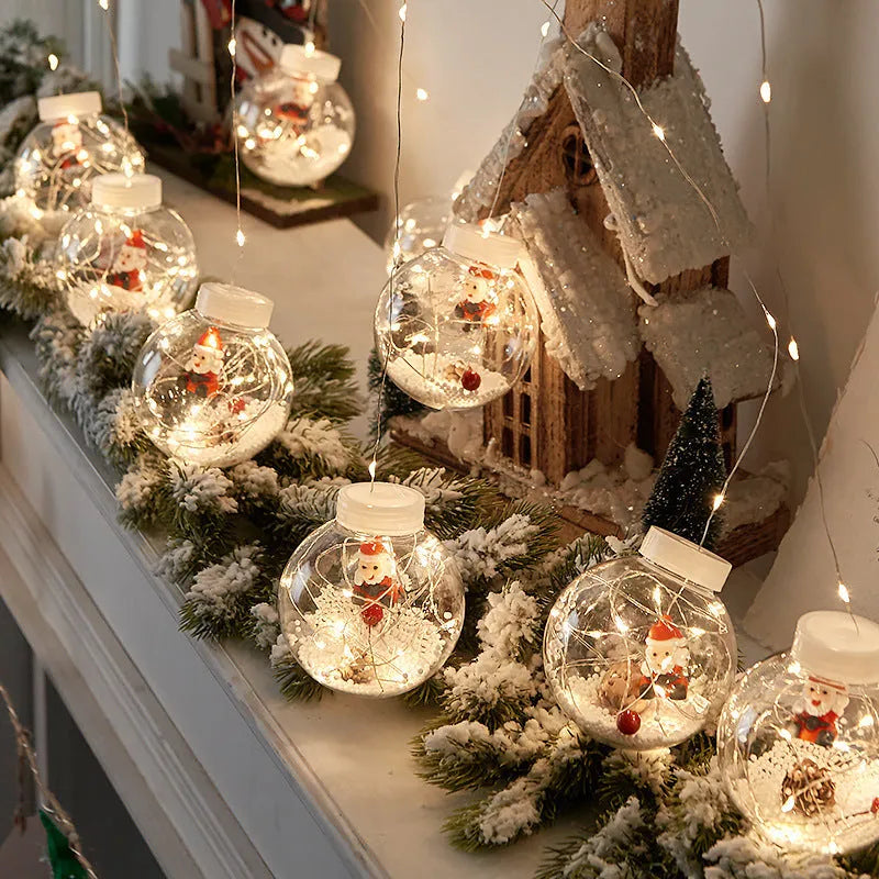 10-piece LED Christmas curtain light set with snowman and Christmas tree wishing ball designs for window decoration