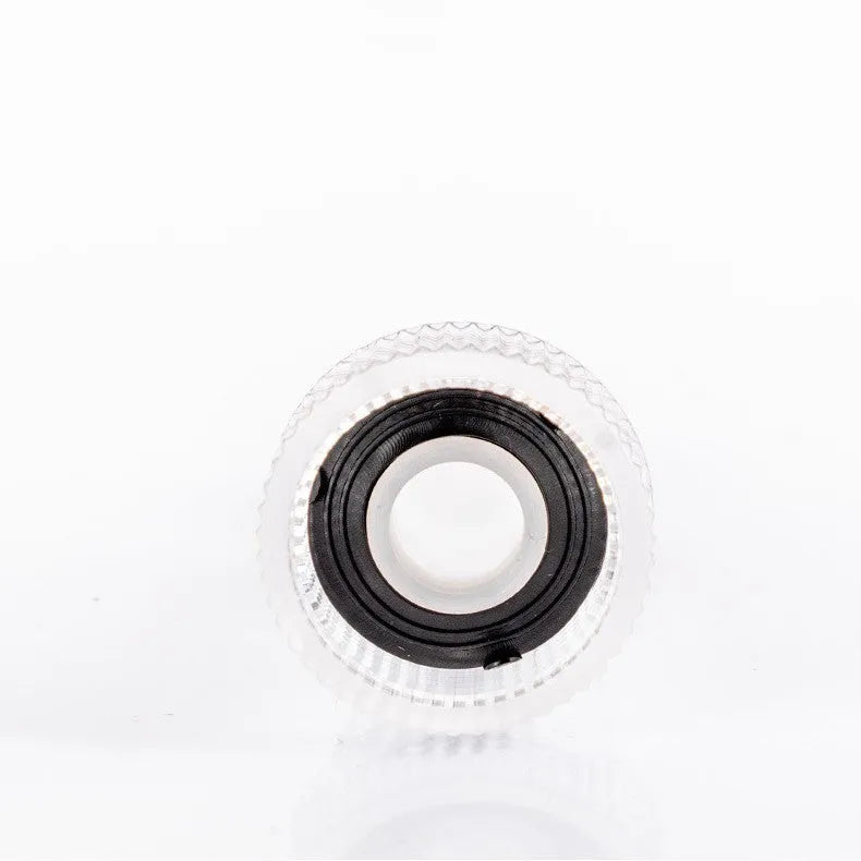 Transparent plastic inlet joint for Karcher pressure washers showing 3cm diameter and clear construction