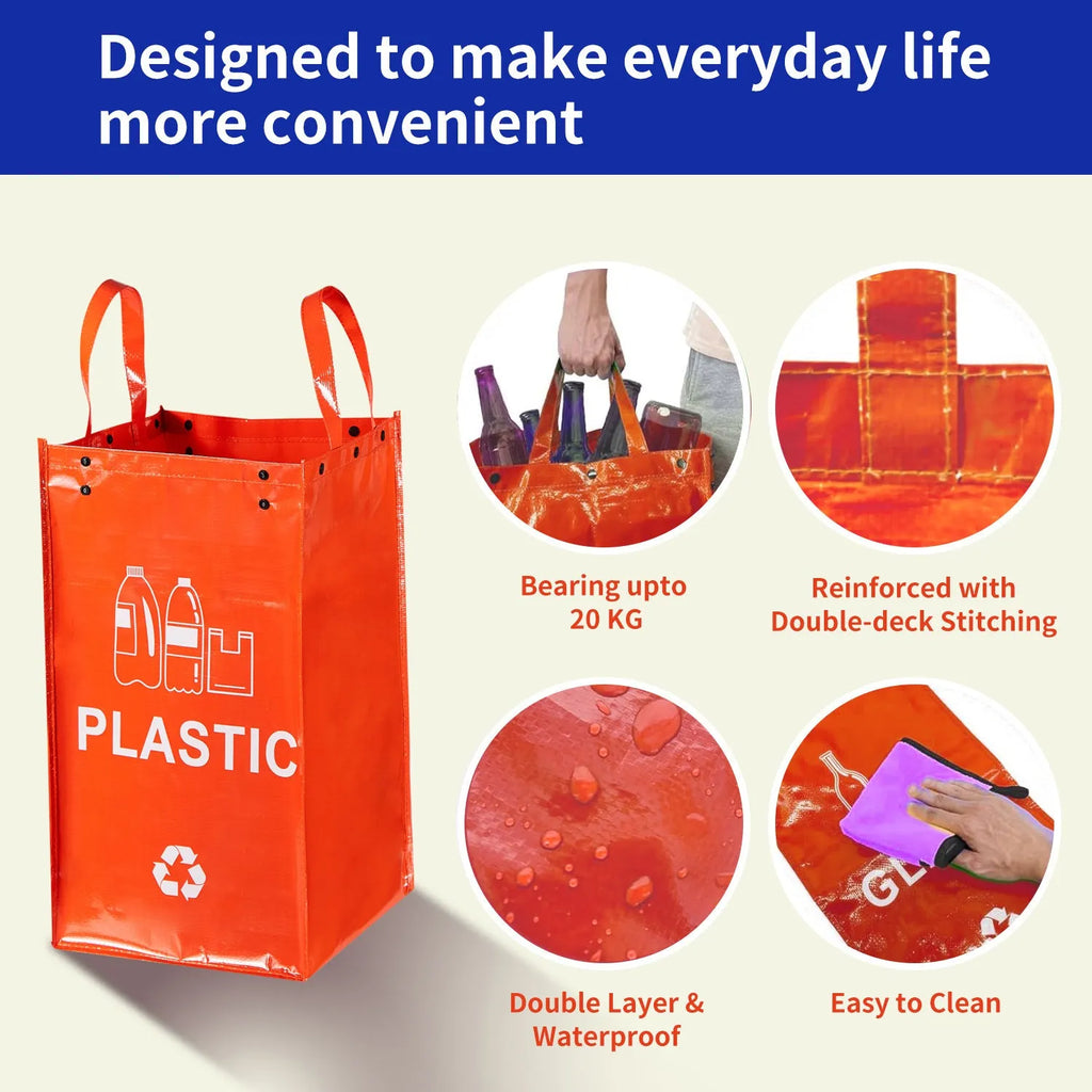 Blue waterproof plastic waste sorting bin with classification compartments, 40 litre capacity.