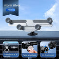 Silver car mobile phone holder bracket mounted on vehicle air vent