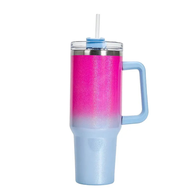 Large capacity stainless steel vacuum insulation cup with gradient colour finish and double-layer construction