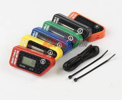 Black waterproof electronic timer with LCD display for vehicle and machinery maintenance