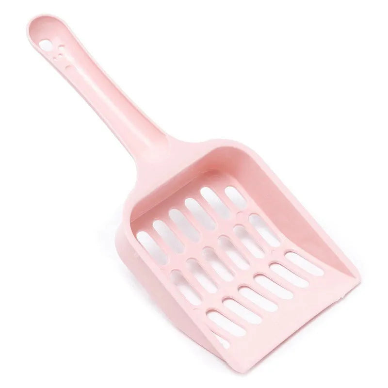 Blue plastic cat litter scoop with stainless steel mesh filter for cleaning litter boxes