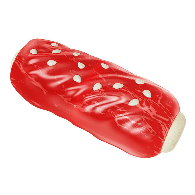 Primary colour plastic molar rod dog toy with glue toothbrush-shaped centre for dental chewing