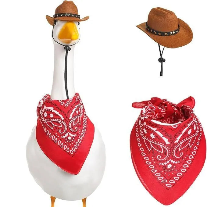 Western cowboy hat and saliva towel suit monochrome printed denim style garden party set six colour options