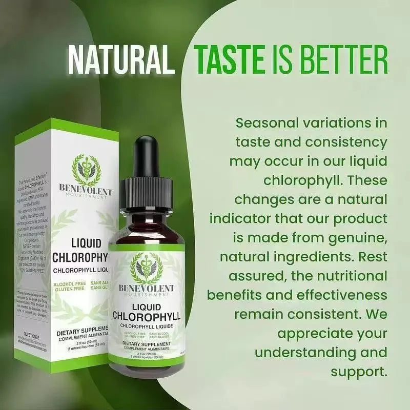60ml bottle of Natural Body Odor Intestinal Care Liquid Chlorophyll Drops with dropper