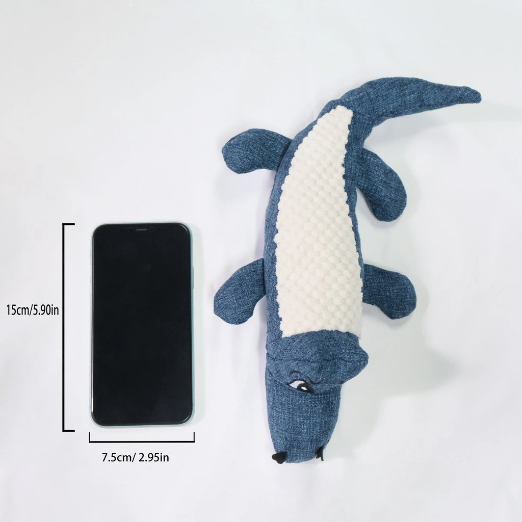 Blue, green, and red pet plush toys with a corn grid design for biting sound.